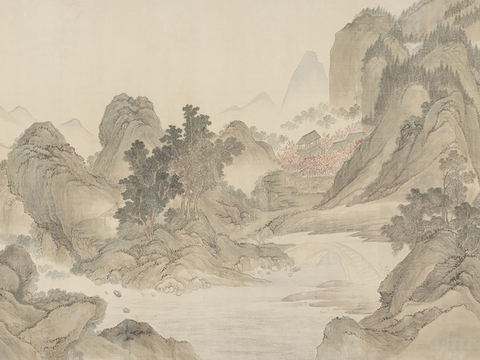 中式新中式山水壁纸壁画