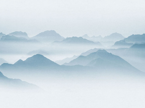 中式新中式山水壁纸壁画