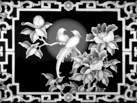 浮雕 金属浮雕 铜雕 木质雕花 十二生肖 黑白凹凸浮雕灰度图