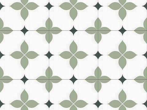 法式北欧无缝绿色复古花砖瓷砖贴图