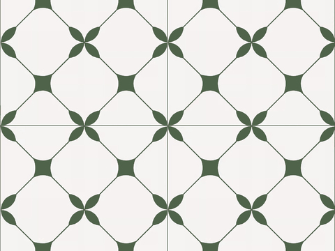 法式北欧无缝绿色复古花砖瓷砖贴图