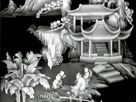 浮雕 金属浮雕 铜雕 木质雕花 十二生肖 黑白凹凸浮雕灰度图