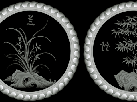 浮雕 金属浮雕 铜雕 木质雕花 十二生肖 黑白凹凸浮雕灰度图