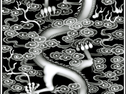 浮雕 金属浮雕 铜雕 木质雕花 十二生肖 黑白凹凸浮雕灰度图