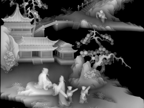 浮雕 金属浮雕 铜雕 木质雕花 十二生肖 黑白凹凸浮雕灰度图