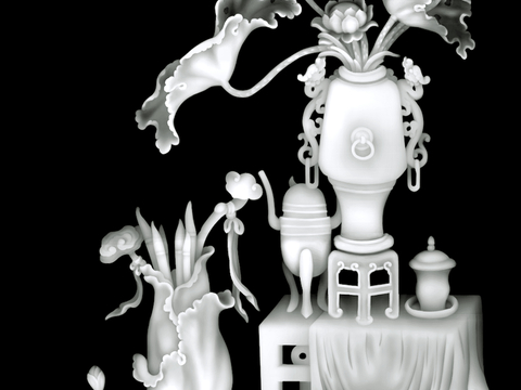 浮雕 金属浮雕 铜雕 木质雕花 十二生肖 黑白凹凸浮雕灰度图