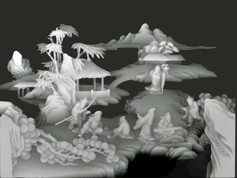 浮雕 金属浮雕 铜雕 木质雕花 十二生肖 黑白凹凸浮雕灰度图