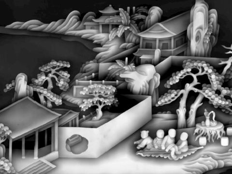 浮雕 金属浮雕 铜雕 木质雕花 十二生肖 黑白凹凸浮雕灰度图