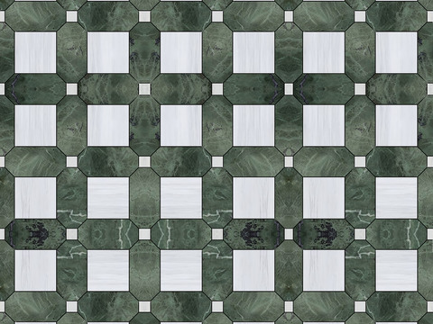 法式北欧无缝绿色复古花砖瓷砖贴图