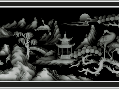 浮雕 金属浮雕 铜雕 木质雕花 十二生肖 黑白凹凸浮雕灰度图