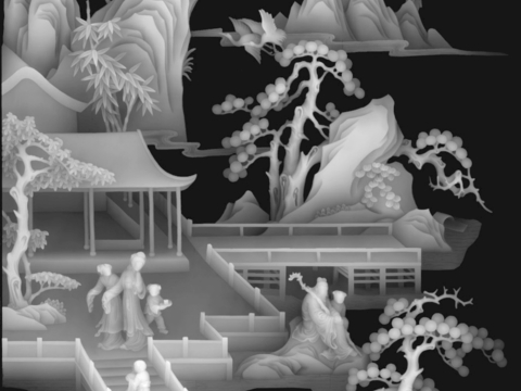  浮雕 金属浮雕 铜雕 木质雕花 十二生肖 黑白凹凸浮雕灰度图 