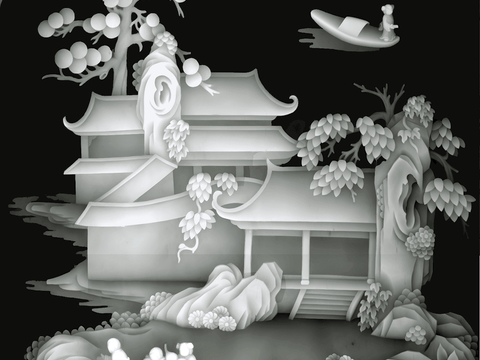 浮雕 金属浮雕 铜雕 木质雕花 十二生肖 黑白凹凸浮雕灰度图