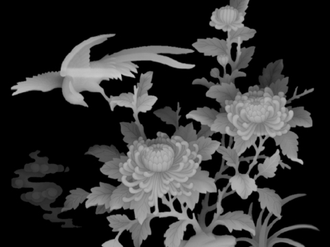  浮雕 金属浮雕 铜雕 木质雕花 十二生肖 黑白凹凸浮雕灰度图 