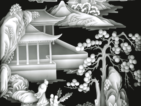 浮雕 金属浮雕 铜雕 木质雕花 十二生肖 黑白凹凸浮雕灰度图