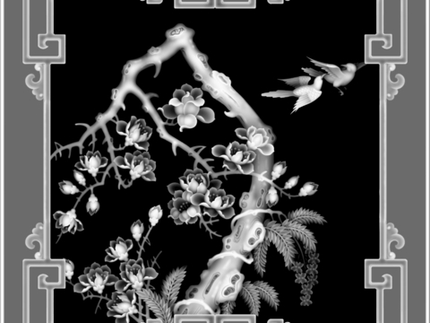  浮雕 金属浮雕 铜雕 木质雕花 十二生肖 黑白凹凸浮雕灰度图 