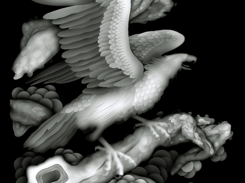 浮雕 金属浮雕 铜雕 木质雕花 十二生肖 黑白凹凸浮雕灰度图