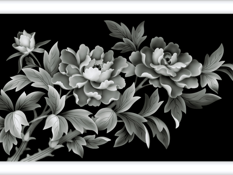 浮雕 金属浮雕 铜雕 木质雕花 十二生肖 黑白凹凸浮雕灰度图