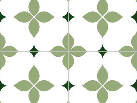 北欧风无缝绿色花砖贴图