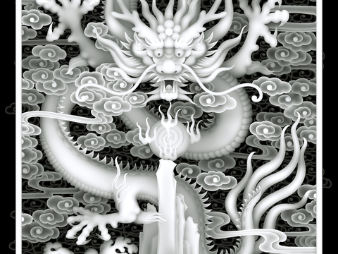 浮雕 金属浮雕 铜雕 木质雕花 十二生肖 黑白凹凸浮雕灰度图