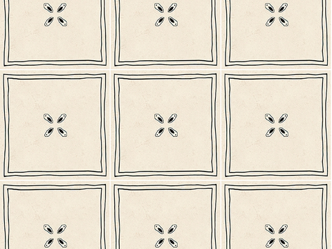  法式复古奶油风黑白花砖 