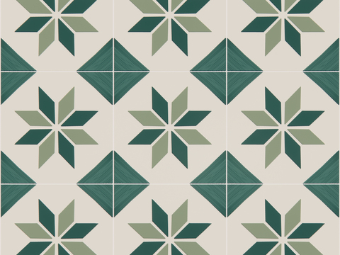 法式北欧无缝绿色复古小花砖瓷砖贴图