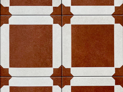 复古做旧红白小花砖