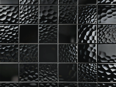 现代轻奢 亮面黑色锤纹瓷砖 黑色艺术砖 黑色艺术方砖(1)