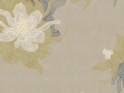 现代新中式壁纸壁布贴图