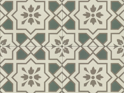 无缝法式复古绿色小花砖贴图