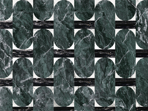 现代新中式自然绿色石材拼花贴图