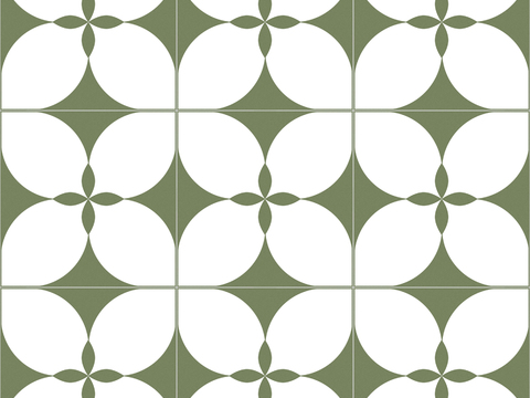 中古奶油无缝绿色小花砖