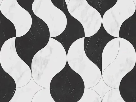现代简约无缝黑白拼花大理石
