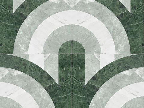 现代轻奢绿色石材拼花 拼花大理石