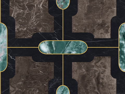 无缝大理石拼花几何花砖 大理石拼花