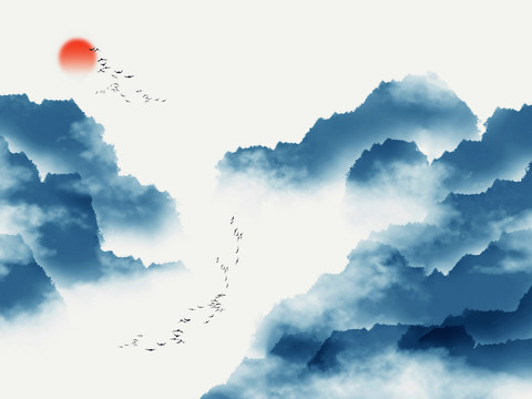 中式新中式抽象水墨画意境壁纸壁画