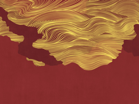 中式新中式抽象画线条壁纸壁画