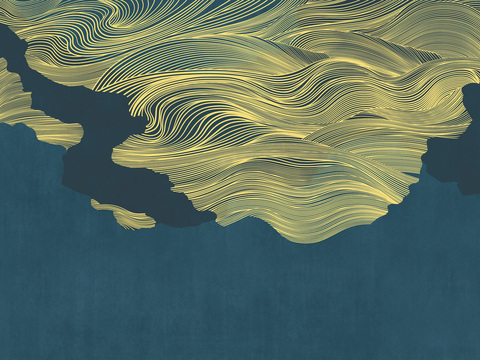 中式新中式抽象画线条壁纸壁画