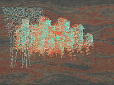 中式新中式高清壁纸壁画装饰画水墨画