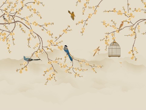 中式新中式高清山水壁纸壁画装饰画