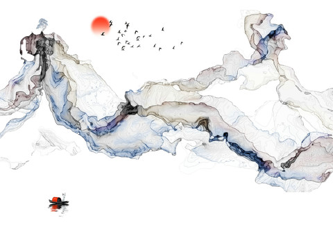 中式新中式抽象水墨画意境壁纸壁画