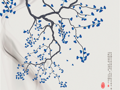  中式新中式高清壁纸壁画装饰画水墨画 