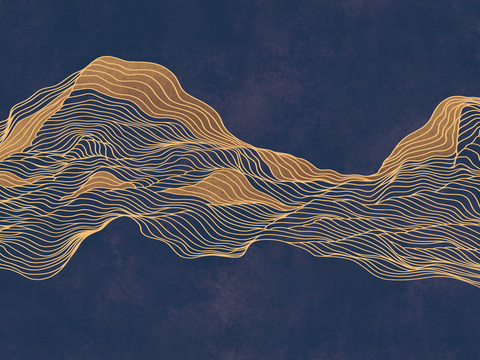 中式新中式抽象画线条壁纸壁画