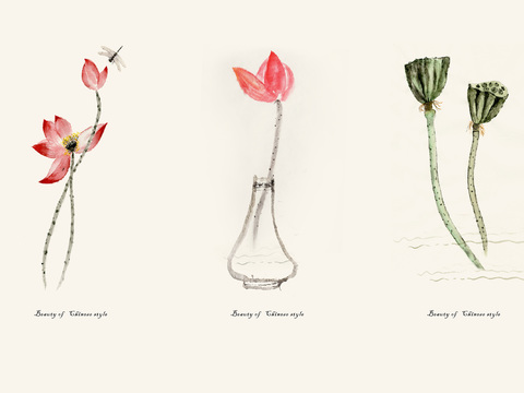  中式新中式花鸟植物壁纸壁画 