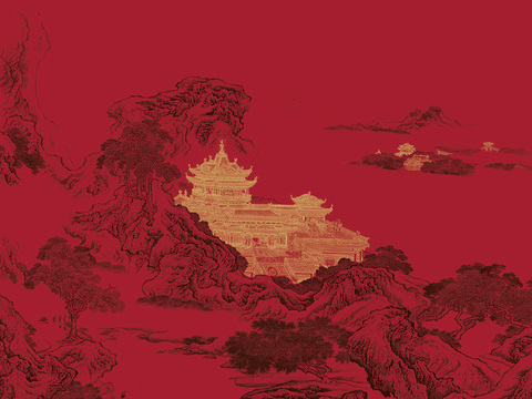 中式新中式高清壁纸壁画装饰画水墨画