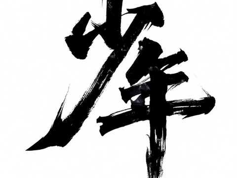 毛笔字 少年 挂旗