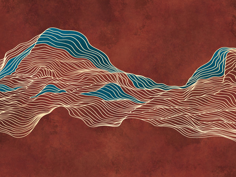 中式新中式抽象画线条壁纸壁画