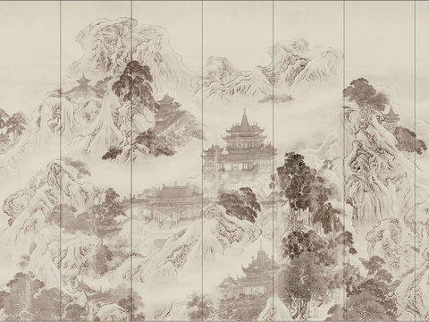 新中式山水壁纸