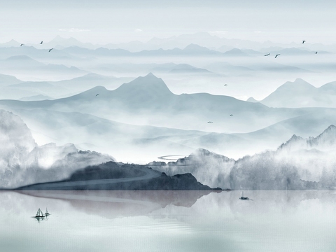 新中式山水壁画