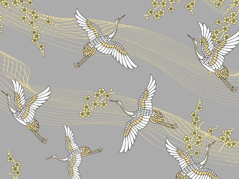  中式新中式花鸟植物壁纸壁画 