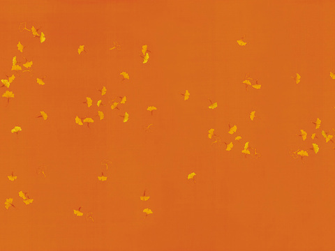 中式新中式植物银杏落叶壁纸壁画